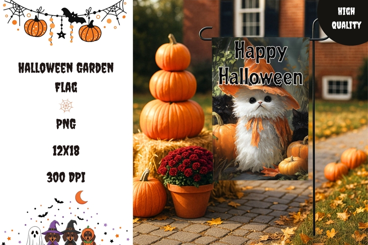 Halloween Garden Flag, Halloween Welcome Flag Design