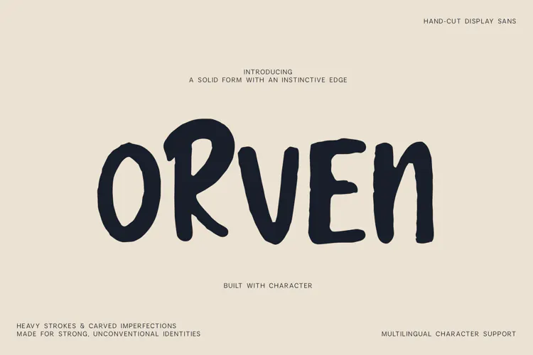 Orven Hand Cut Organic Display Font
