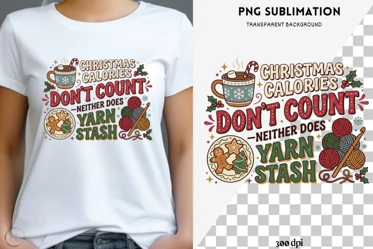 Christmas crochet png design for T-shirts