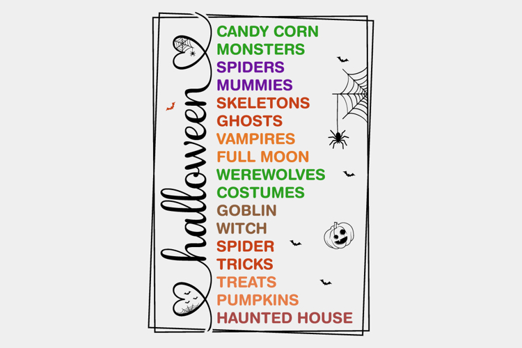 Halloween List SVG, Halloween Modern Farmhouse Sign SVG PNG