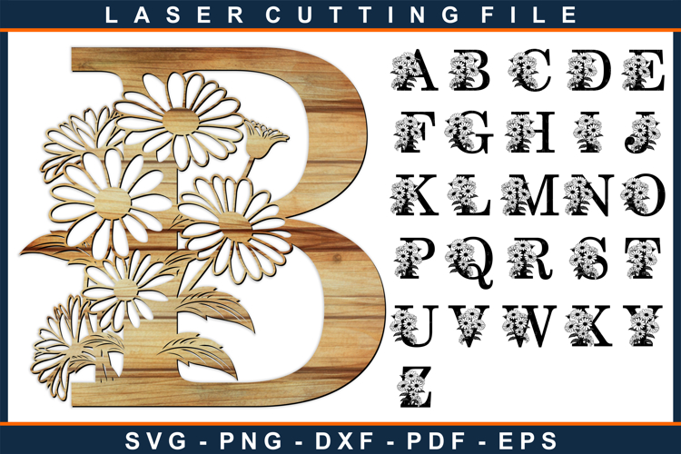 Daisy Flower Monogram Letters, Monogram Font SVG Cut Files