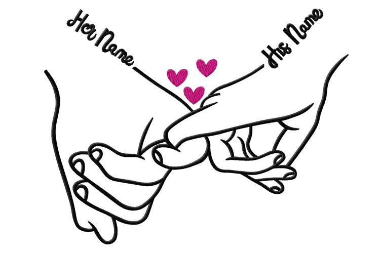 Couple Holding Hands Embroidery Designs