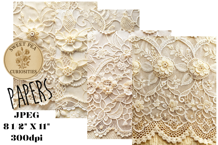 Lace, Sepia, Shabby Chic, Papers, Junk Journal