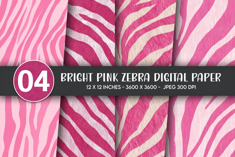 Bright Pink Zebra Digital Paper