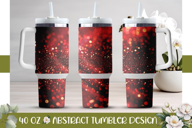 Red Glitter Tumbler Design, Red 40 Oz Tumbler Template