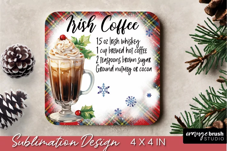 Christmas Square Coaster Sublimation | Cocktail Recipe