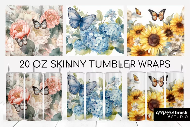 Butterfly Tumbler Sublimation Designs, Skinny Tumbler Wrap