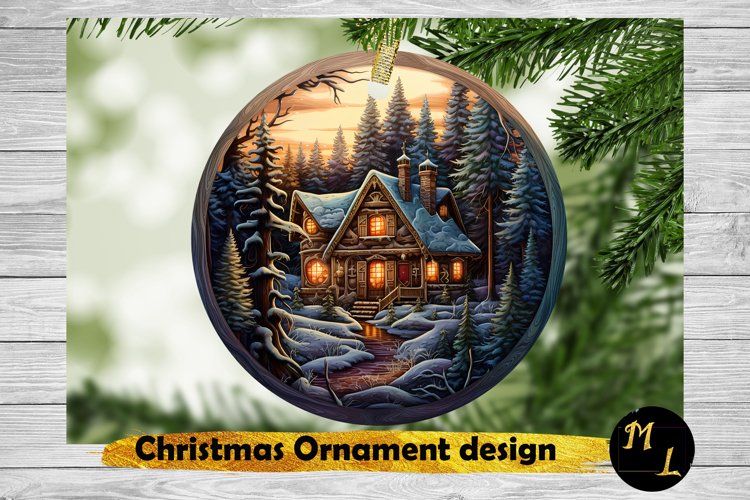 Christmas House Ornament Sublimation,3d Christmas Ornament