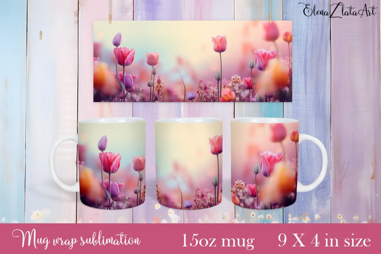 Flowers Mug Sublimation, Floral Design Mug example image 1