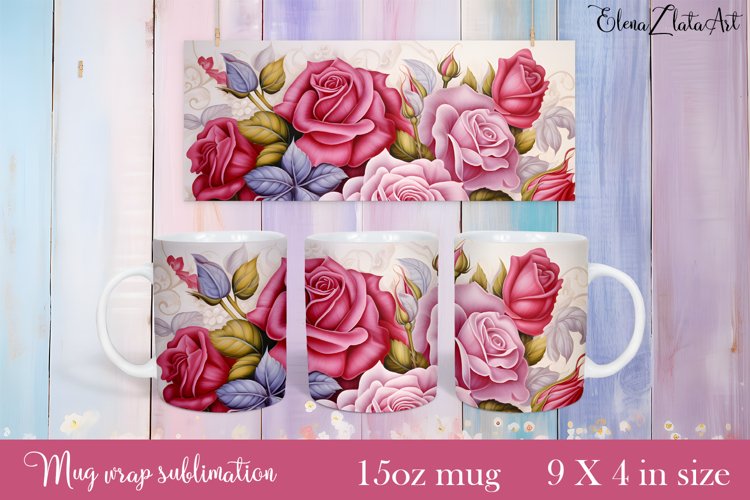Flowers Mug Sublimation, Floral Design Mug example image 1