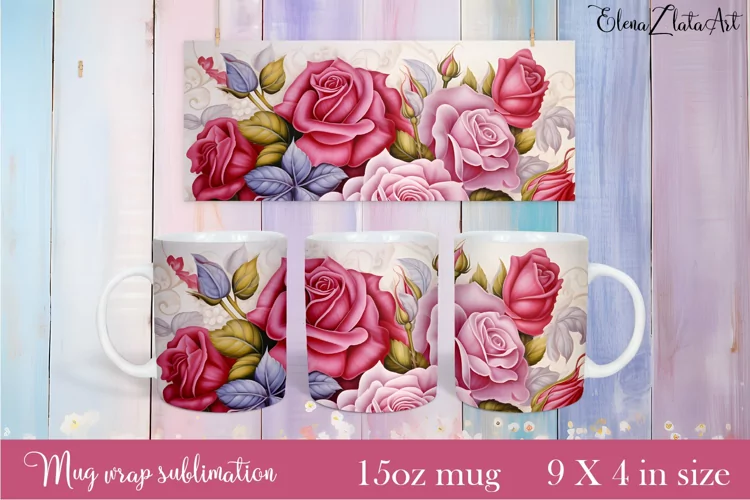 Flowers Mug Sublimation, Floral Design Mug