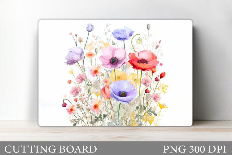 Wildflowers Cutting Board. Flowers Cutting Board Sublimation example image 1