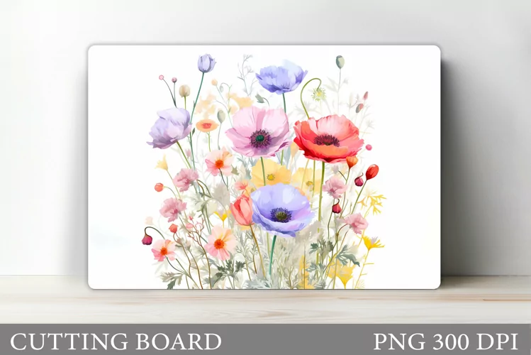 Wildflowers Cutting Board. Flowers Cutting Board Sublimation