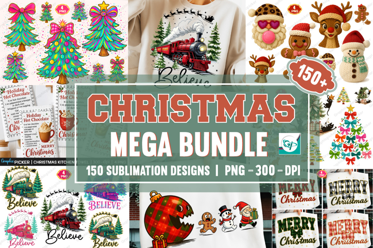 Mega Christmas Sublimation Bundle, Christmas PNG Bundle