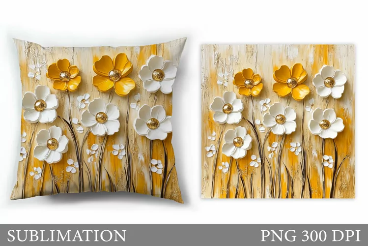 3D Flowers Pillow Design. Flowers Sublimation