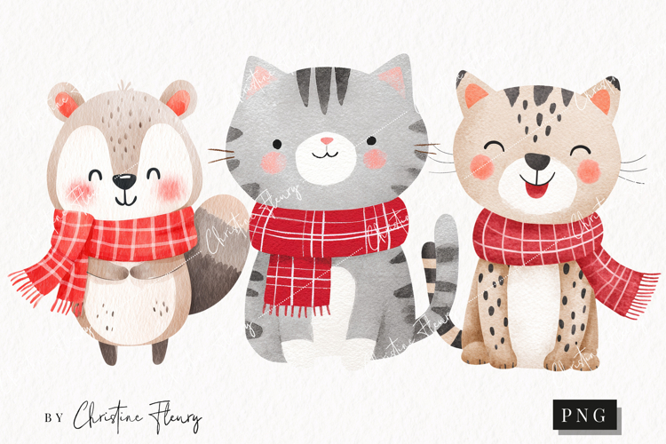 Cute Fall Animals With Scarf | Fall PNG