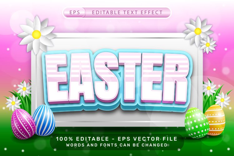 easter 3d text effect and editable text effect