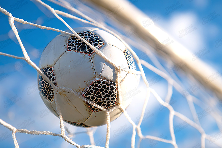 Soccer Ball Hitting Goal Net Sports Background JPG