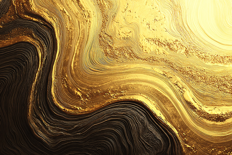 A swirling gold and black patterns in a modern Design