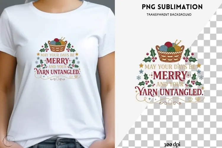 Christmas crochet png design for T-shirts