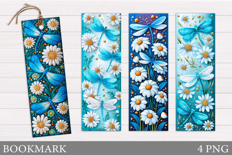 Dragonfly Bookmark Design. Flowers Bookmark Printable example image 1