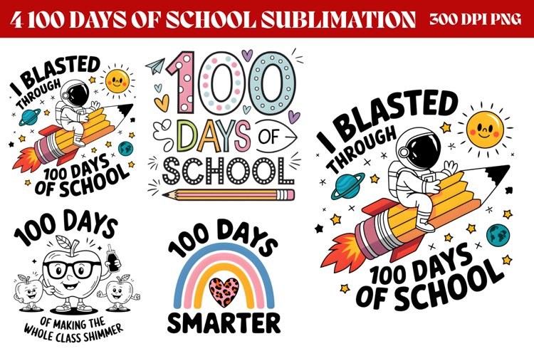 100-Days-of-School-Sublimation PNG