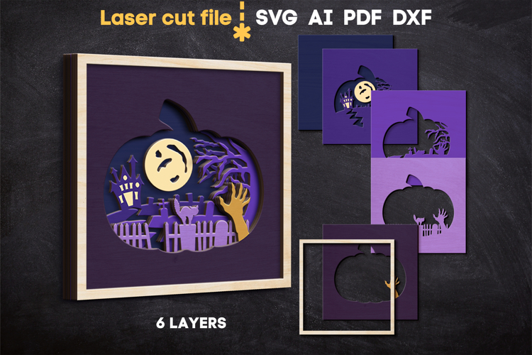 Halloween Pumpkin Frame SVG laser cut files for Glowforge
