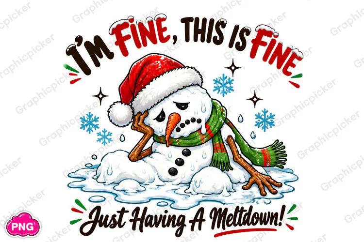 It's Fine I'm Fine PNG, Funny Christmas PNG, Christmas PNG