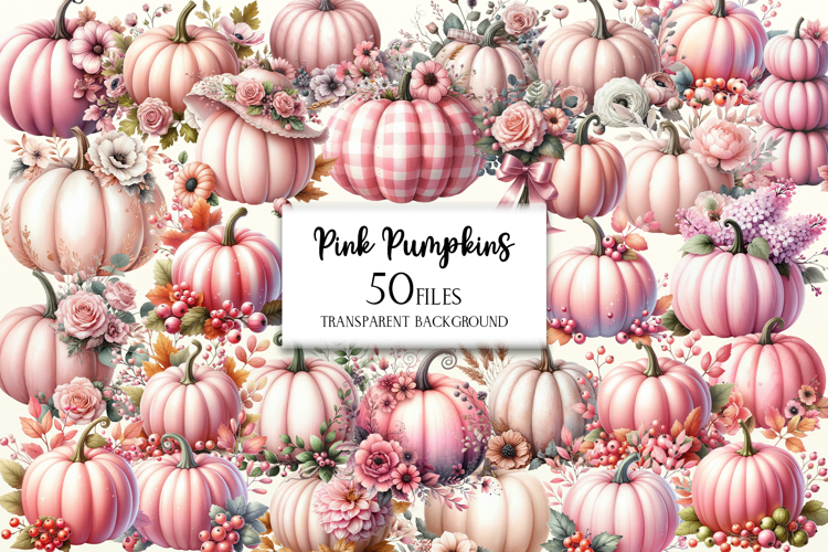 Pink Pumpkins Clipart, Pink Halloween PNG