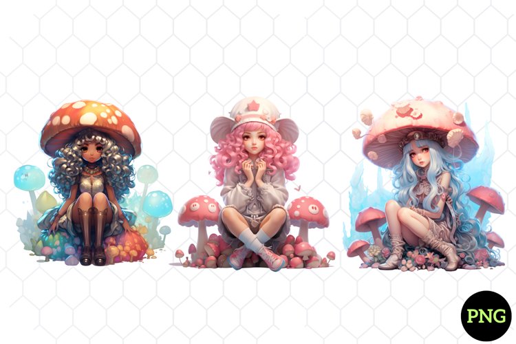 Glitter Mushroom Fairy Sublimation Clipart example image 1