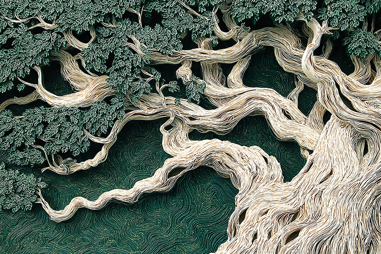 Intricate Twisted Tree Roots Artistic Illustration