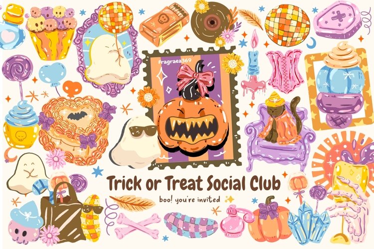 Retro Halloween , Vintage Halloween Cake, Trick or treat svg example image 1