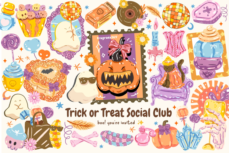 Retro Halloween , Vintage Halloween Cake, Trick or treat svg