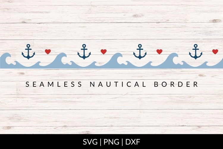 Seamless Nautical Anchor And Heart Border SVG