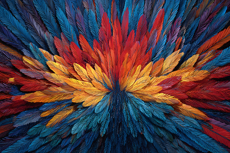 Colorful Feather Burst Abstract Art Background