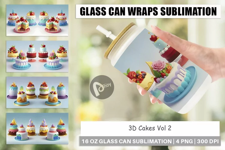 Glass Can WrapsGlass Can Wraps 3D Cakes