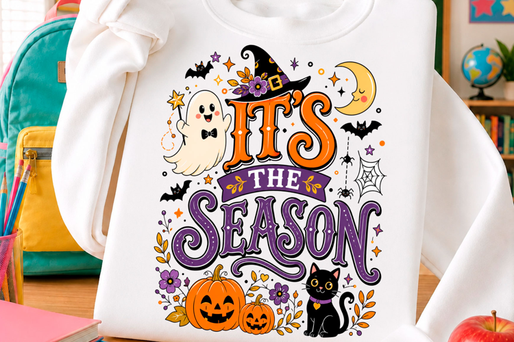 Halloween Tis The Season Pumpkin Cat T Shirt Design