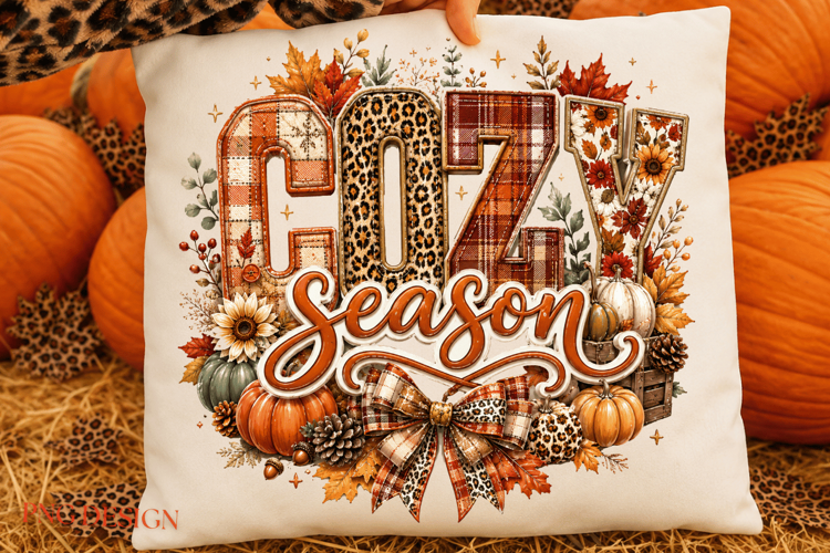 Cozy Season PNG Embroidery Fall Png
