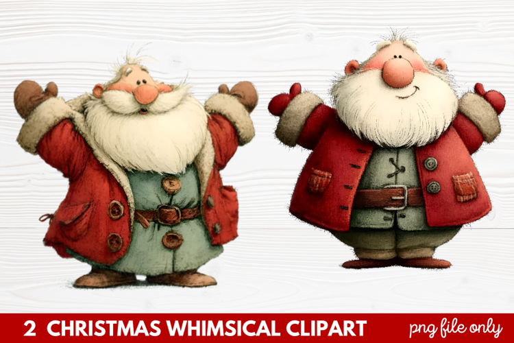 2 Whimsical Christmas Clipart featuring cute holiday charact