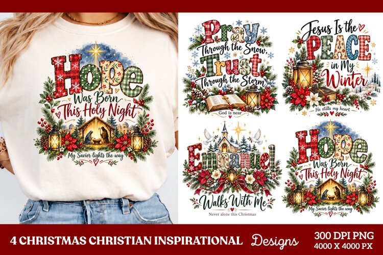 4 Christian Christmas PNG Designs, 4 Christian Inspirational example image 1