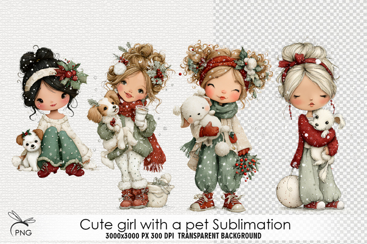 Cute girl with a pet sublimation
