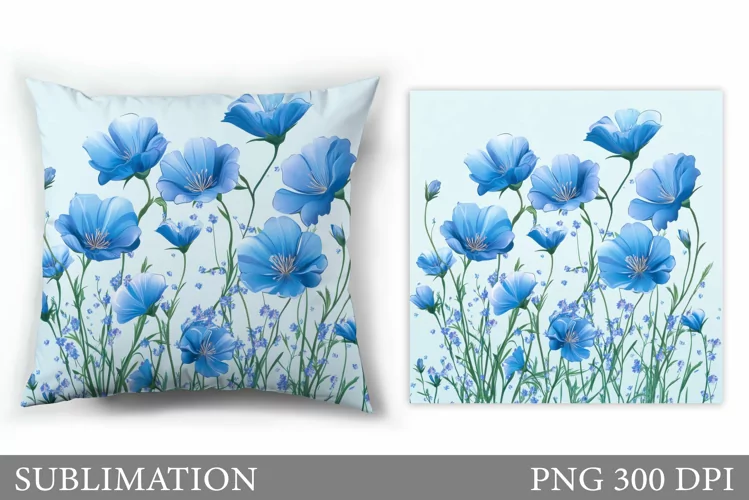 Flowers Sublimation. Wildflowers Pillow Sublimation