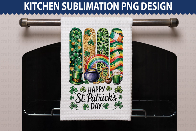 Happy St. Patricks Day Kitchen Towel - Brushstroke PNG