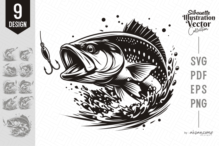 Predator Fish Silhouette Designs with Lure