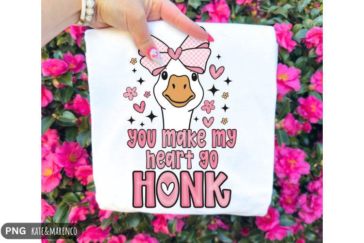 You Make My Heart Go Honk PNG | Funny Goose Valentine PNG