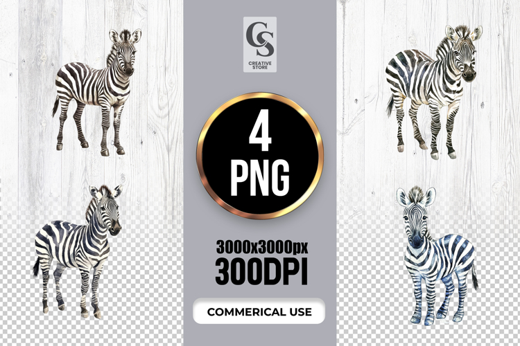 Watercolor Zebra Animal Clipart Sublimation PNG