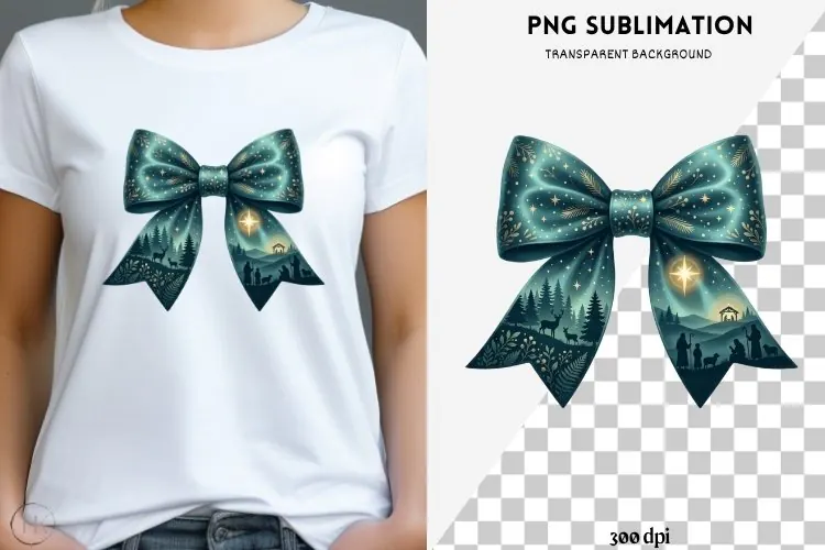 Christmas winter bow png design for T-shirts