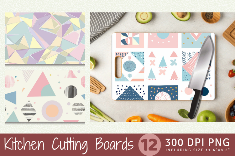 Pastel Geometric Shapes Cutting Boards sublimation Design