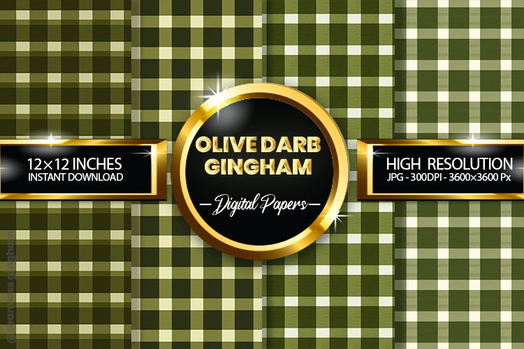 Olive Darb Gingham Digital Papers 04 Variations