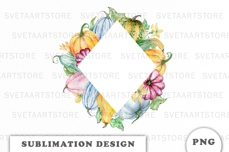 Watercolor Autumn Pumpkins Frame png